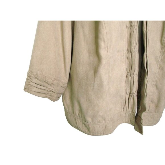 Dressbarn Womens 18/20 Beige Tan Jacket Blazer Long Sleeve Open Front Suede Like - Picture 2 of 11